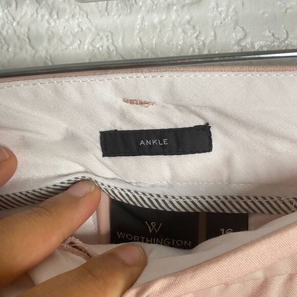 NWT Worthington Women's Slim-Leg Stretch Ankle Pleated Dress Pants Rose Smoke 16 - Picture 8 of 11